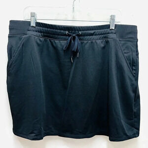 NWT TEK GEAR Women Elastic Waist Comfort Pocket Stretchy Black Skort Size XL